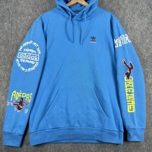 Adidas Originals Unite Graphic Hoodie Mens Medium Blue Pulse Blue Sweatshirt